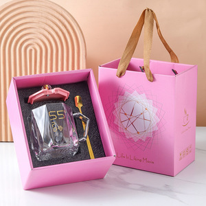Conjunto de Copos de Água de Luxo Moderno em Caixa de Presente, Caneca de Vidro Reutilizável e Resistente ao Calor com Tampa e Colher - Product Image 3