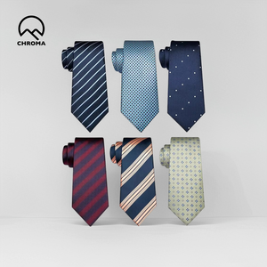 Cravate élégante en polyester pour hommes, logo personnalisé, rayures classiques, motifs floraux à pois, tenue de cérémonie de mariage d'affaires, anti-boulochage - Product Image 1