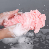 Vente en gros Long manche PE Mesh Loofah Douche Épurateur Exfoliant Luffa Dos Bain Corps Brosse