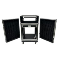 Caja de Rack para Mezclador de DJ 12U+4U Personalizada OEM/ODM, Soporte Antivibraciones para Amplificador, Estuche de Transporte de Madera con 3 Puertas y 4 Ruedas, Impermeable IP67