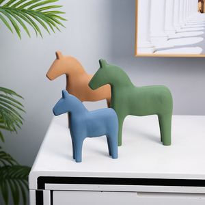 Nordic Style Rocking Horse Figurine Morandi Color Ceramic Texture Decor For Baby <b>Kids</b> Room - Product Image 2