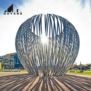 Quyang ngoài trời Vườn nghệ thuật hiện đại trừu tượng rỗng thép không gỉ bóng đá điêu khắc với ánh sáng - Product Image 3