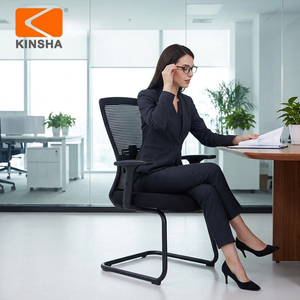 Chaise de bureau KINSHA en maille avec accoudoirs fixes, structure métallique, design ergonomique pivotant, réglage électrique pour usage professionnel moderne - Product Image 1