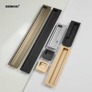 KNN Extended Concealed Handles <b>Black</b> Gold Embedded <b>Sliding</b> <b>Door</b> Drawer Pulls Modern Minimalist <b>Wardrobe</b> Hardware - Product Image 1