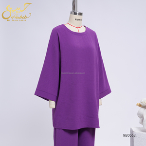 Conjunto de 2 Piezas Habib 2026 para Mujer, Vestido Musulmán Informal Holgado, Top Estampado y Pantalones Anchos, Otoño, Venta al Por Mayor - Product Image 2