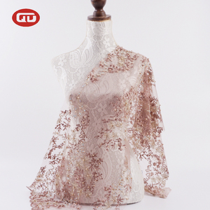 New Arrival Custom Beaded Tulle Mesh <strong>Net</strong> Fabric Popular <strong>Lace</strong> Embroidered with Rhinestones - Product Image 2