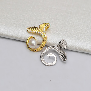 Colgante de Plata S925 con Diseño de Cola de Sirena y Pez Pequeño, Colgante Vacío 9-10, Accesorios 655 para Joyería Femenina, Componentes para Bisutería - Product Image 2