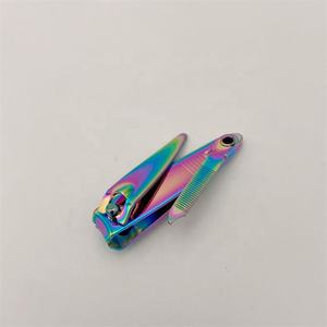 Kecantikan pelangi Plating <span class=keywords><strong>Titanium</strong></span> kecil portabel jari kaki pemotong kuku dengan kikir kuku - Product Image 4