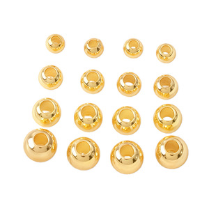 <b>Copper</b> Round Beads 18K Gold Plated Smooth Spacer Beads For <b>Bracelet</b> Making Jewelry Findings Components - Product Image 3