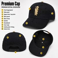 Gorra de béisbol trucker de malla de 5 paneles de gamuza con bordado personalizado, ajustable, de ala ancha, estilo San Judas, para streetwear, venta al por mayor