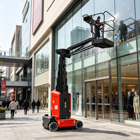 Plateforme élévatrice verticale automotrice certifiée CE ISO, chariot élévateur portable avec panier pour personnel, châssis stable, vente directe usine