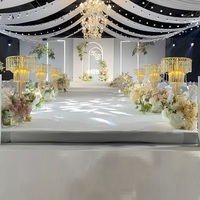 Décoration de mariage dorée, guide d'allée de mariage lumineux, support de fleurs en acrylique cristal, porte-bougie, lampe de sol pour fête à domicile et mariage