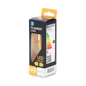 Bombilla LED de filamento C35 E14 4W transparente - eficiencia energética, larga duración, ideal para decoración y ambientación en - Product Image 1