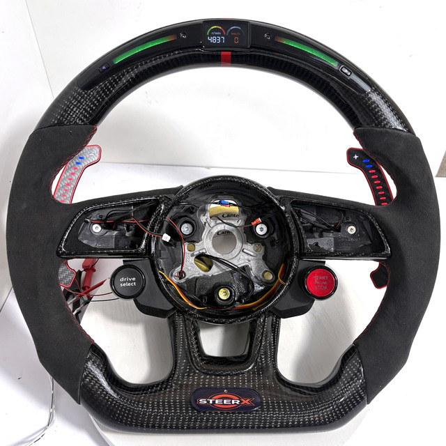 Audi OEM Carbon Fiber LED Steering Wheel for B8 B9 S4 S5 RS4 RS5 Flat Bottom OEM Racing Upgrade