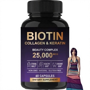 ไบโอตินพร้อมคอลลาเจนและเคราตินแบบแคปซูล 25000mcg คอลลาเจนเสริมความงามสูตรเข้มข้นสำหรับผู้ใหญ่ เพื่อสุขภาพผม ผิว และเล็บ - Product Image 4