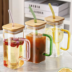 Vaso de Vidrio Ecológico Cuadrado Multicolor Transparente Resistente al Calor de 301-400 ml, Apto <span class=keywords><strong>para</strong></span> <span class=keywords><strong>Microondas</strong></span> y Lavavajillas, con Tapa, a Precio Económico - Product Image 2