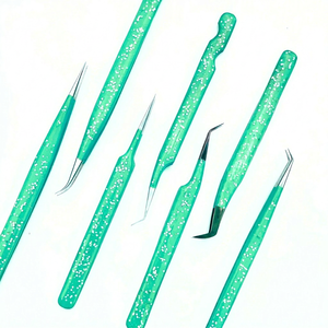 Pince à cils professionnelle Nano Grip antidérapante en acier inoxydable, outils d'extension de cils à pointe en fibre pour volume, marque personnalisée OEM - Product Image 1