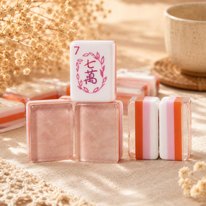 Custom Engraved Acrylic <b>Mahjong</b> Tiles Stainless Steel Legs 4-Layer Pearl/Jade Finish Casino Standard Luxury American <b>Set</b> for - Product Image 1