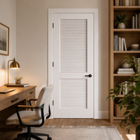 Porte intérieure pré-montée à âme pleine en bois, à 2 panneaux à persiennes, pour chambre, placard, ventilation et garde-manger