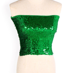 Women's Mardi Gras Mini Skirt Sequin Tube <strong>Top</strong> <strong>Shimmer</strong> Sleeveless Crop <strong>Top</strong> Elastic Shiny Tank <strong>Tops</strong> - Product Image 4