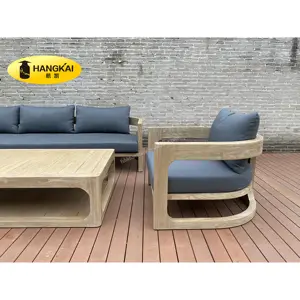 Muebles de exterior rústicos de lujo de alta gama, sofá de teca para exteriores, conjunto de sofá para jardín