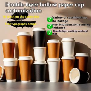 Taza de papel hueca blanca de doble capa gruesa desechable personalizable para bebidas frías calientes para café, <span class=keywords><strong>té</strong></span> de la leche, tapa antiescaldado - Product Image 5