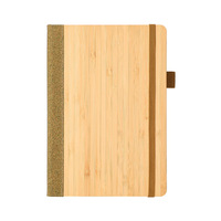 Carnet de notes à couverture rigide au format A5 avec logo personnalisé Couverture en bambou et bois avec une ligne de couleur à l'intérieur des pages écologiques