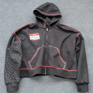 Sudadera con capucha y cremallera con logo personalizado y estampado de pedrería, 100% algodón, de alto gramaje, estilo streetwear, corte oversize y holgado, con estampado DTG. - Product Image 2