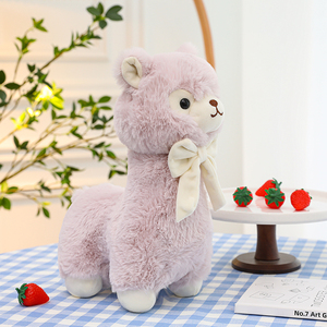 Lindo juego de peluche de alpaca con decoración de lazo, varios tamaños y colores, animales de peluche suaves para regalo y decoración del hogar juguetes de peluche - Product Image 4