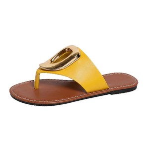 여성 여름 플러스 사이즈 플랫 쪼리 슬리퍼 메탈 장식 캐주얼 슬라이드 샌들 플립플랍 - Product Image 5