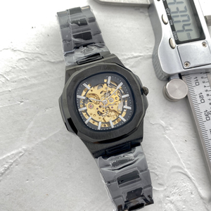 Chất Lượng Cao Skeletonized Thiết Kế <span class=keywords><strong>Analog</strong></span> Quay Số Cơ Khí Của Nam Giới Đồng Hồ Thép Không Gỉ Tinh Tế Phong Cách Kinh Doanh Đồng Hồ Bền - Product Image 5