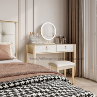 Meuble de luxe léger en bois, nouveau design, coiffeuse de chambre à coucher avec miroir et tiroirs