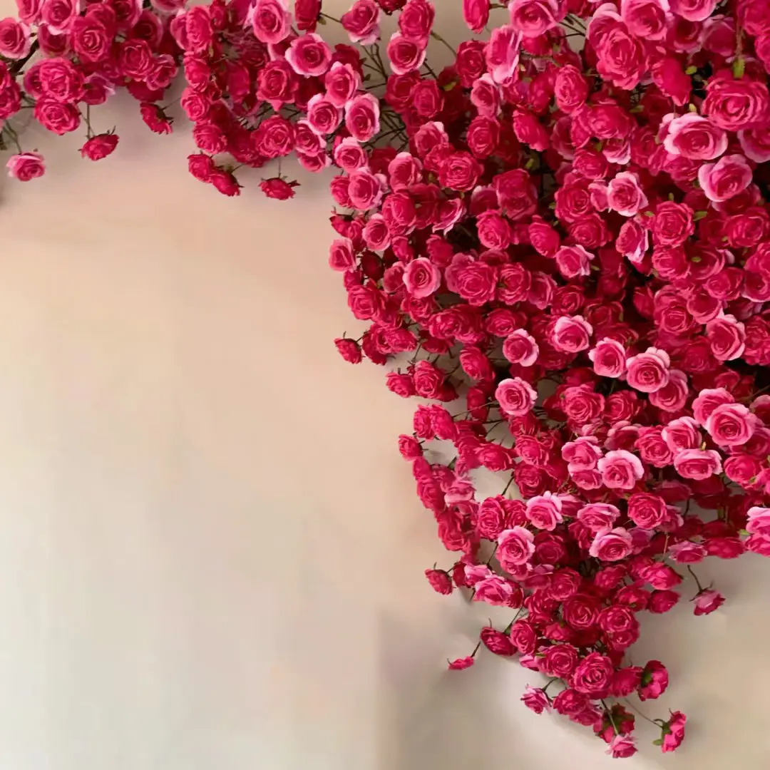 Individuelle Blumenwand Rose rot DIY aufrollen Tuch Blume Wand künstliche Seide Rose Blume Platte Kulisse Hochzeit Dekor