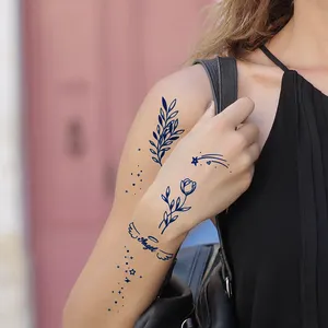 Tatuagem temporária semipermanente de 15 dias com acabamento fosco realista e gráficos pequenos personalizados, suco 100% à base de plantas