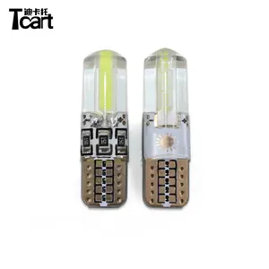 Car decoration light Tcart T10 W5W 194 Width Silicone Case LED Car Wedge Interior Dome Reading Light Auto Parking Bulbs 12v white T10 COB car lamp