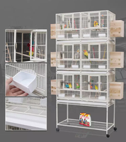 Cage en métal à trois niveaux avec support, plateau amovible, conteneur alimentaire en acier inoxydable, Cage empilable pour oiseaux et pigeons