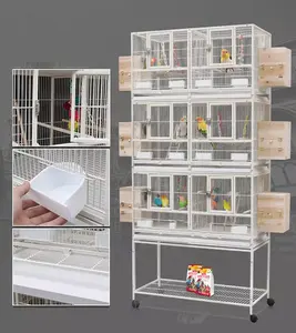 3 Tier Metal Cage With Stand Removable Tray Stainless Steel Food Container Stackable Divided Breeder Bird Pigeon Cage