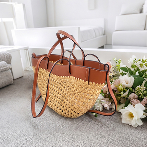 Borsa da Spiaggia <span class=keywords><strong>in</strong></span> Vera Pelle Intrecciata con Design Traforato, Grande Capacità, per Viaggi e Vacanze - Product Image 3