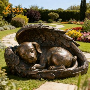 Groupe d'art D&Z Statues en bronze créatives Statues d'animaux de dessin animé <span class=keywords><strong>pour</strong></span> la décoration de jardin Statues de chien ange <span class=keywords><strong>pour</strong></span> les pierres tombales commémoratives - Product Image 1