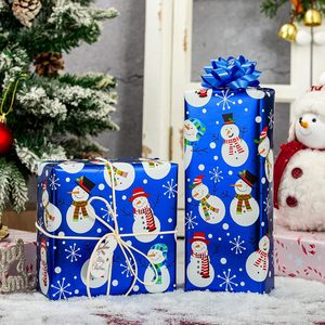 Blue Christmas Wrapping Paper Snowman Design 17 Inch X 33 Feet Reversible Gift <b>Wrap</b> Craft Paper Recyclable - Product Image 6