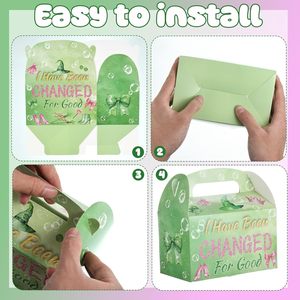 Paquete de 12 Cajas de Regalo de papel para fiesta temática de Brujas, cajas de dulces Goodie de colores verdes y rosas para decoración de suministros para fiestas de mujeres temáticas de brujas - Product Image 3
