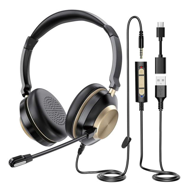 Professional ENC Environmental Noise Cancellation Business UC Headset With Mic Wholesale Call Center Headset