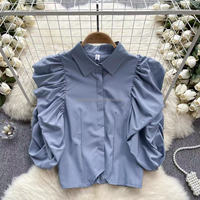 Chemise en gaze vintage à fleurs en relief, design unique et tendance, style fille, luxe léger