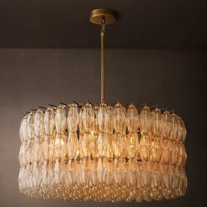 36" Clear Glass Round Chandelier American Style Home Decor Dining Room Modern Metal Handmade Glass Hanging Pendant Lamp - Product Image 1