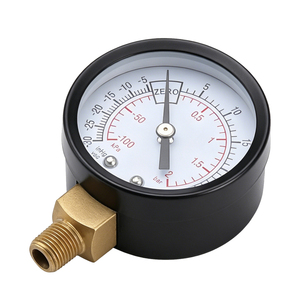 Manomètre de pression sous vide ZX-2-1 -30 InHg/0-30 <span class=keywords><strong>PSI</strong></span>, double échelle, raccord inférieur 1/4 NPT, boîtier en acier noir, connecteur en laiton - Product Image 1