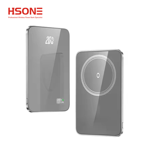Batterie externe LF21 Premium en verre miroir ultra-mince 7 mm en aluminium avec affichage numérique LED, charge magnétique sans fil 15 W pour téléphone et <span class=keywords><strong>montre</strong></span> - Product Image 1