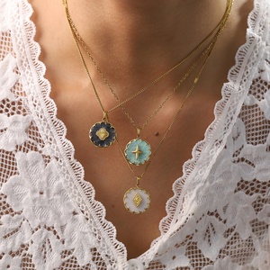 HB0701 จี้หินธรรมชาติแฟชั่นสุดฮิต ชุบทอง 18K สแตนเลส รูปดาว <span class=keywords><strong>งู</strong></span> พระอาทิตย์ เครื่องประดับผู้หญิง ไม่ลอกสี - Product Image 3