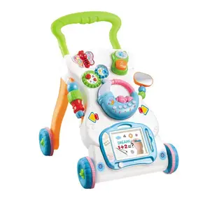 OEM capaz multi-função triângulo ajustável roda velocidade musical criança idade 2 em 1 bebê empurrando aprendizagem walker com brinquedos 2023