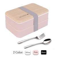 Boîte à lunch de marque Lihong, 2 étages, boîte à lunch de luxe, contenants pour aliments, boîte à lunch japonaise bento avec fourchette