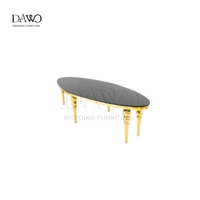 Mesa de Vidrio de Lujo con Patas Esféricas Doradas y Cubierta Negra, Centro de Mesa para Bodas y Fiestas